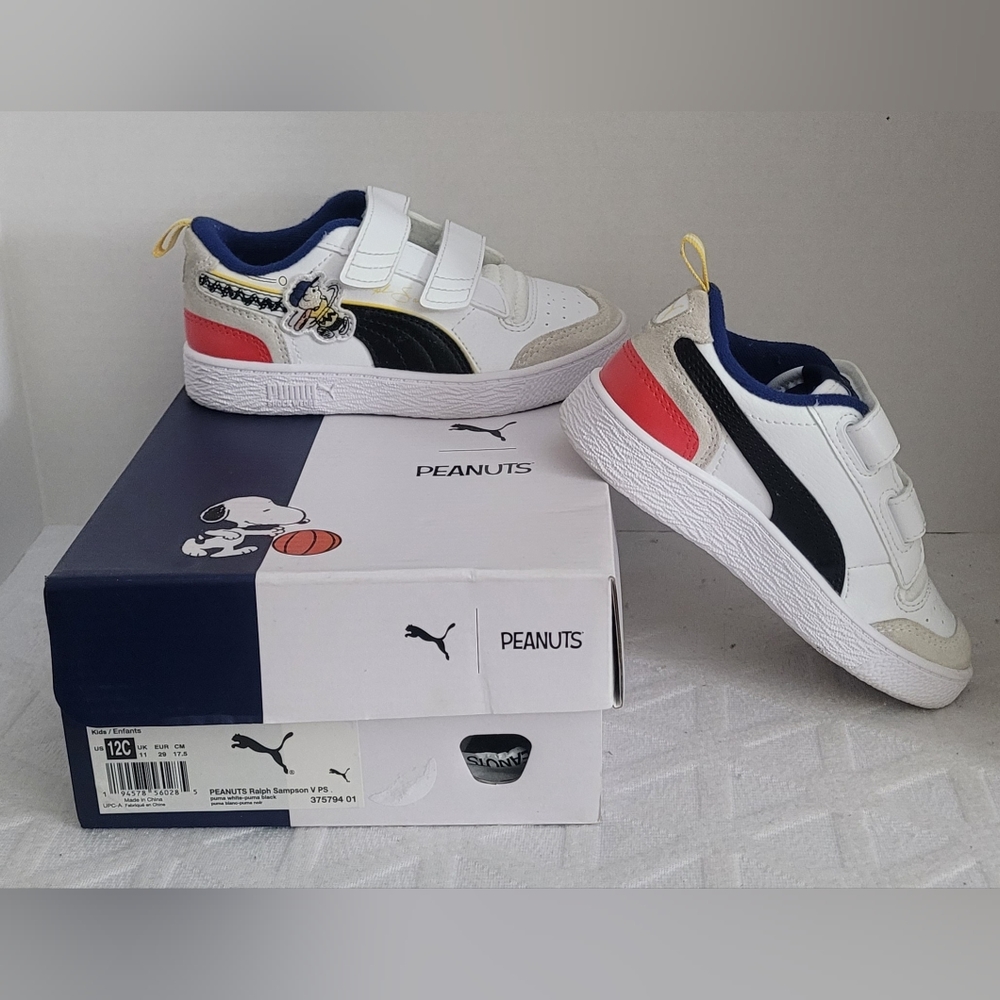 PUMA Peanuts X Ralph Sampson Snoopy Sneakers Unisex Kids With Original Box